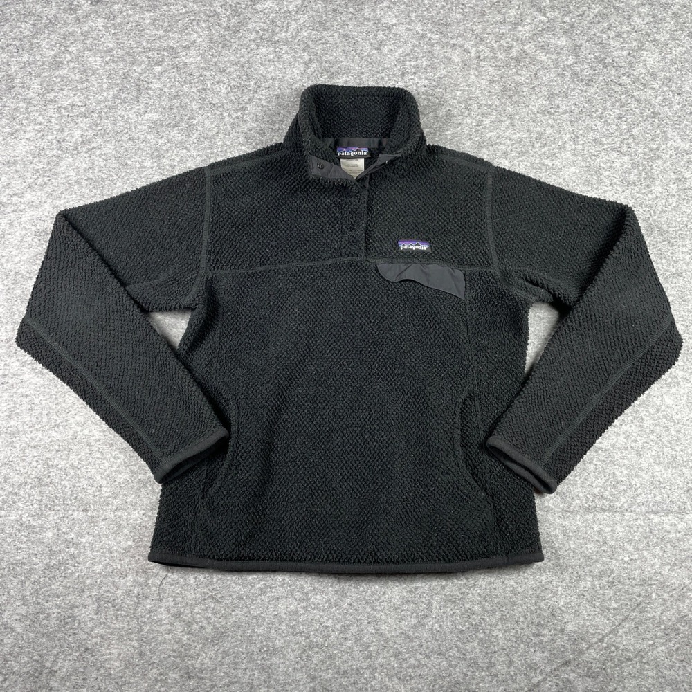 Patagonia Jacket Womens M Black Fleece Re-Tool Snap-T Deep Pile